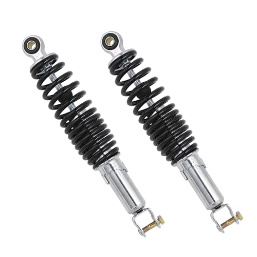 Minho Motorcycle Dual Rear Shock Absorbers with Adjustable Spring Preload in Heavy Iron Material Compatible with Chinese GY6 Scooter Mopeds Taotao Tank Jonway Roketa,290MM Length,10MM Mounting Hole - size: 290mm