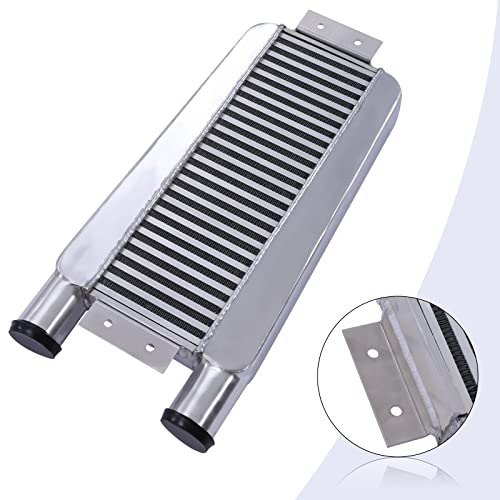 Intercooler, 24"X11"X3" Universal Aluminum Intercooler Kit, 2.5" O.D In/Out One Side, Direct Replacement Silver - size: 24" x 11" x 3"