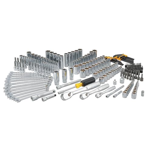 DEWALT Mechanic Tool Set, 247-Piece, 1/4 in., 3/8 in. and 1/2 in. Drive, SAE, Ratchets, Sockets, Hex Keys, Combination Wrenches, Polish Chrome Finish (DWMT81535) - style: 247 pc