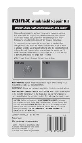 RainX Fix a Windshield Do it Yourself Windshield Repair Kit, for Chips, Cracks, Bulll's-Eyes and Stars