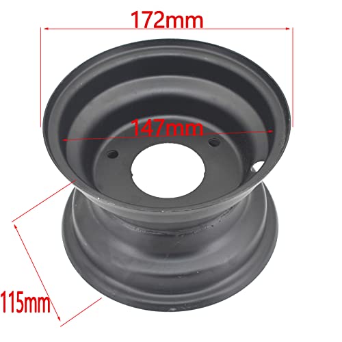 6" Wheel Rim with 3 Holes Fits for Most of 110-125cc Go-Kart, ATV, Lawn Mower 145/70-6 (Black) - size: 6" wheel rim