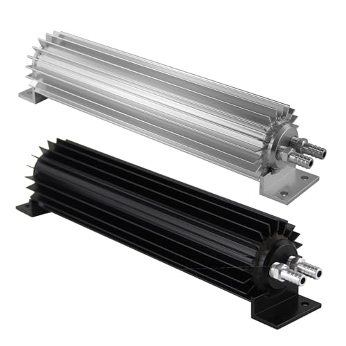 Universal 12'' Aluminum Dual Pass Finned Transmission Oil Cooler W/Fittings Black - color: Black, size: 12''