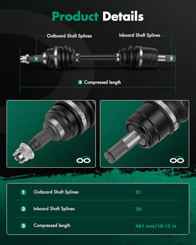 SCITOO Front CV Axle Shaft Assembly Fit for Honda Rancher 400 2004-2007