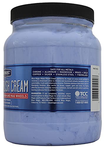 Blue Magic 550 Metal Polish Cream Non-Abrasive Tarnish and Oxidation Remover for Chrome, Aluminium, Brass, Copper, Sterling Silver and Stainless Steel, 72.oz., Pack of 1 - size: 72 Ounce