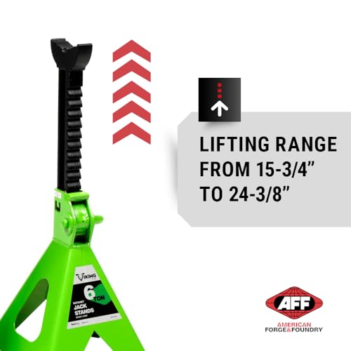 AFF Viking 6 Ton Jack Stand Set - Heavy Duty Ratchet Style Jack Stands - Pair - size: 6 Ton
