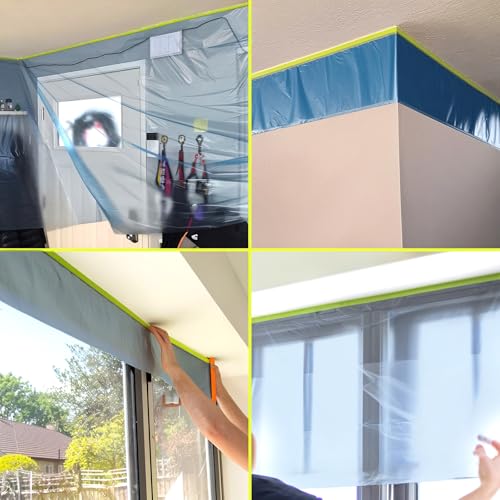 Tangibay Pre-Taped Masking Film for Painting, 22" x 66', 3 Rolls - size: 3 Rolls: 22"
