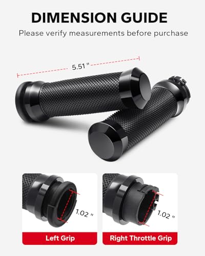 Amazicha 1inch Handlebar Grips, Cable Throttle Control Hand Grips Fit for Harley ’96-’07 Touring, ’96-Later XL, ’02-’17 VRSC, ’08-’13 XR, ’96-’17 Dyna (Except FXDLS) - color: Black