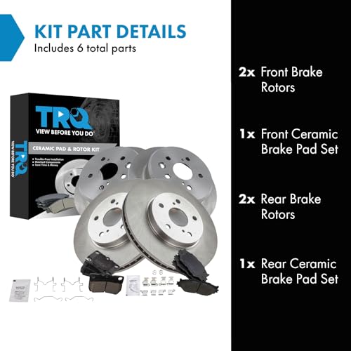 TRQ Front and Rear Ceramic Brake Pad and Rotor Set - style: BKA11744