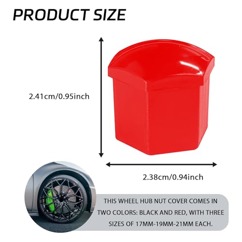 20PCS Lug Nut Covers, 19mm Wheel Center Lug Nut Bolt Cover Caps with Removal Tool, Hexagonal Wheel Hub Lug Hole Plugs Dust Protective Cover, Tire Rim Bolt Decorative Caps for Most Car (Red) - color: red, size: 19 MM