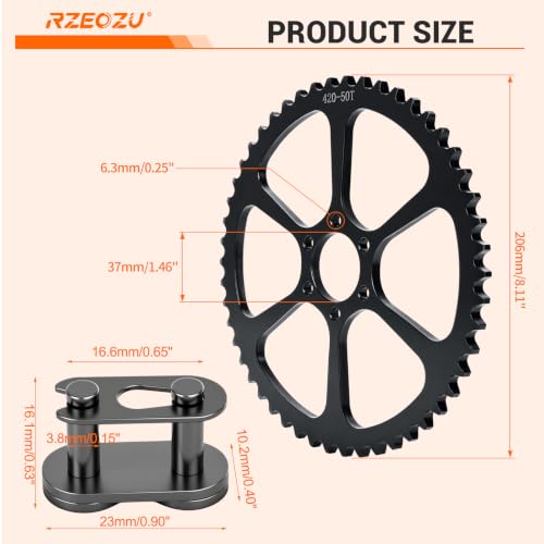 50 Tooth Rear Sprocket #40 41 420 Chain 37mm for Coleman CT100U DB30 - color: Black-50 Tooth