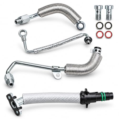 FUSCH Turbo Oil Return Drain Line & Oil Feed Pipe Hose kits Compatible with Chevy Cruze 2011-2016 Sonic 2012-2020 Trax 2015-2021 Buick Encore 2013-2021 1.4L Engine Replace#: 55587854 55592600 55568031
