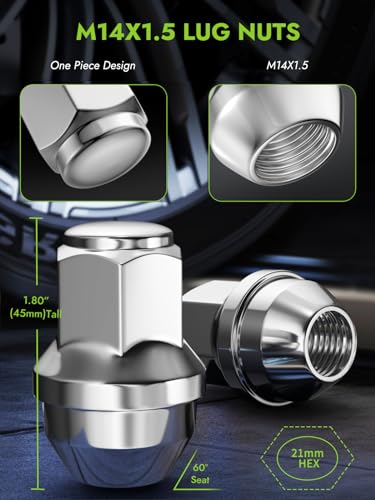 AUTOPTIM M14x1.5 OEM Lug Nuts - 24 Pcs Chrome for Ford Factory Style Wheel - color: Chrome, size: M14x1.5, style: 24 Pcs