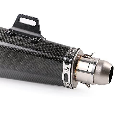 PACEWALKER 38-51mm Real Carbon Fiber Motorcycle Exhaust Muffler - size: Real Carbon Fiber