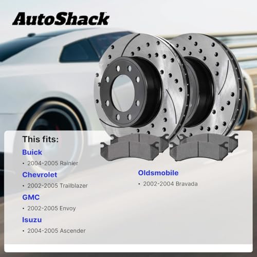 AutoShack Front & Rear E-Coated Rotors & Ceramic Pads for GMC Envoy 2005 - style: ShadowGuard & Pad