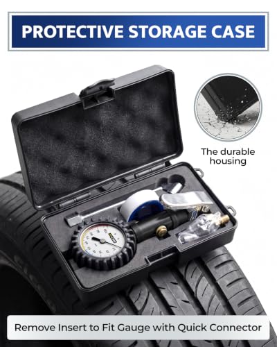 Air Chuck with Tire Pressure Gauge and Inflator for Air Compressor 100 PSI - size: Extended