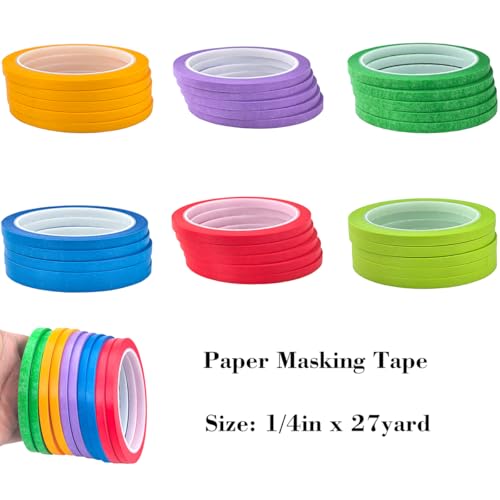 JINBING Washi Paper Masking Tape Art Tape for DIY Nail Arts Drawing Pattern Making Painters Tape 1/4 Inch x 27 Yard (Yellow) - color: Yellow