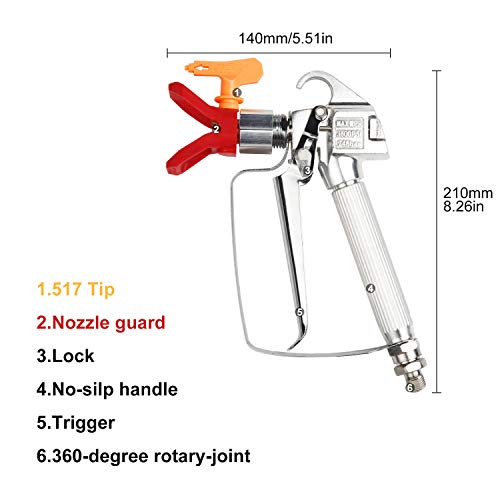 CPROSP Airless Paint Spray Gun, High Pressure 3600 PSI with 517 Swivel Joint - color: Airless Paint Spray Gun
