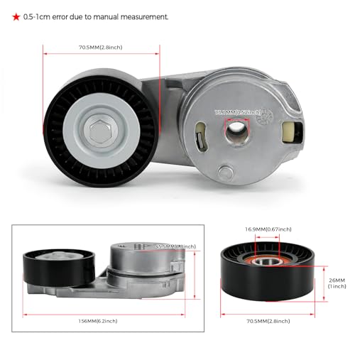 38323 Serpentine Belt Drive Tensioner Idler Pulley Kit Fit for Dodge Ram 1500 2500 3500 2009-2010, Fit for Ram 1500 2500 3500 2011-2018 V8 5.7L Replace 4861660AA 38018 6PK2020 - size: 90K-38323
