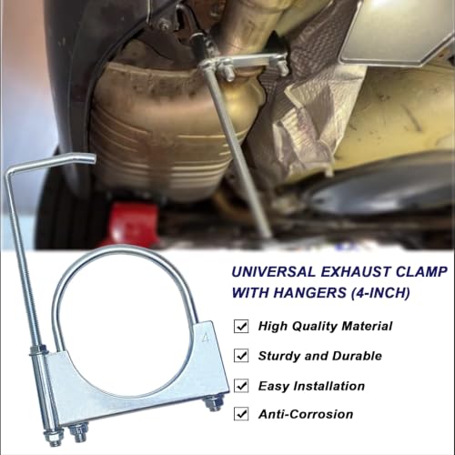 4" Exhaust Clamp With Hanger One-Piece Muffler Hanger, Pack of 1 - size: 4"-1 PACK(One-Piece)