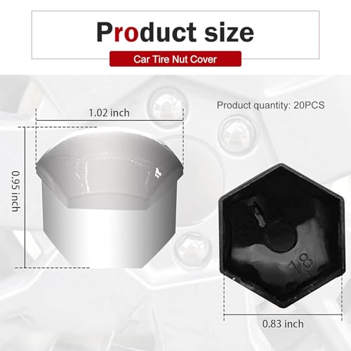 자동차 러그 너트 커버, 2.1cm(0.8인치) 육각형 씰 볼트 헤드 보호 캡, PP 녹 방지 휠 센터 볼트 캡, 제거 도구 포함, 대부분의 자동차용 휴대용 외부 액세서리 (실버) - color: 실버 #0.8인치