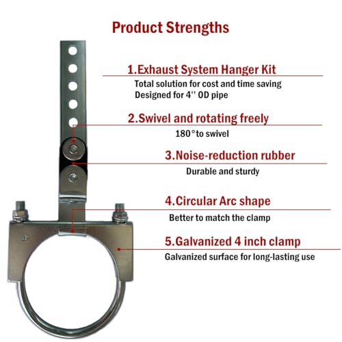 1 Pack Exhaust Pipe Hanger to Fit 4'' TailPipe Swivel Muffler Clamp Hanger - size: 4 inch