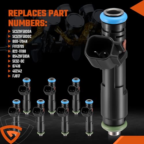 FJ817 Fuel Injector 8PCS Fit for Ford F150 F250 5.4L V8 - size: 5C3Z-DC 8S4Z9F593A 8PCS
