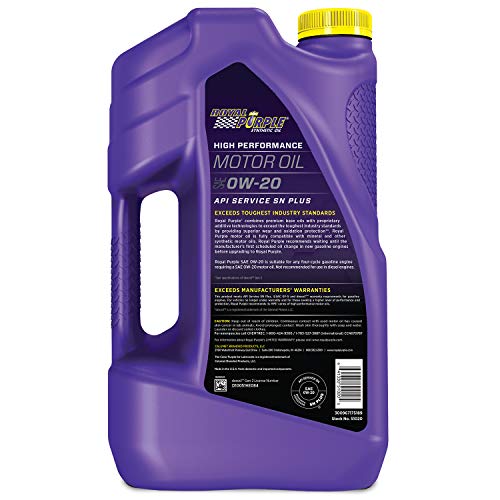 Royal Purple ROY51020 API-Licensed SAE 0W-20 High Performance Synthetic Motor Oil - 5 qt. - size: Pack of 1, style: 5 Quart