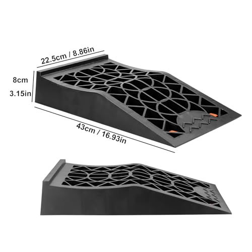 2 Pack Black Car Ramps, Low Profile Car Service Ramp for Vehicle Maintenance, Heavy Duty Car Ramps for Oil Changes, Trucks & Cars