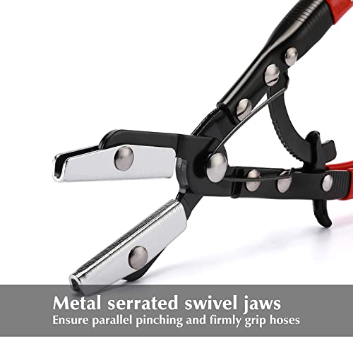 EMENTOL Automatic Locking Ratcheting Hose Pinch Off Plier Set, Includes 8-Inch, 10-Inch, and 12-Inch Sizes, 3 Pieces Crimping Pinch-Off Tool Set, For Pinch Off Coolant, Vacuum, Heater and Fuel System