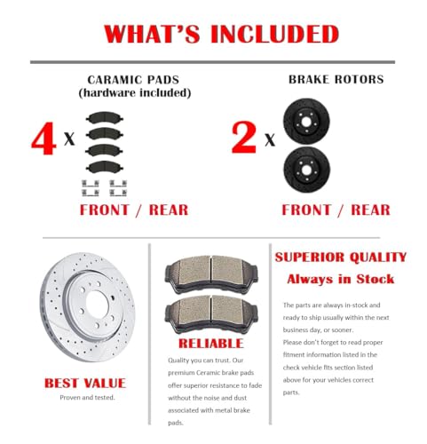 Acinoparts Front Brake Kit for 2008–2018 Toyota Avalon 2007–2017 Camry - size: ABK00303