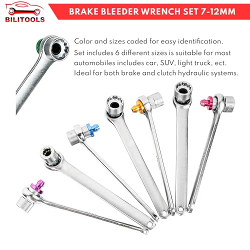 BILITOOLS Brake Bleeder Wrench Set, 7 8 9 10 11 12 MM Brake Bleeding Kit