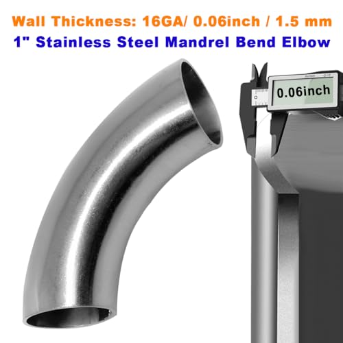 1 Inch 90 Degree Mandrel Bend Elbow SS304 Stainless Steel Bend Tube Exhaust Elbow Pipe for Car Modified Exhaust System 1" Piping Silver Tone(2PCS) - size: 1"