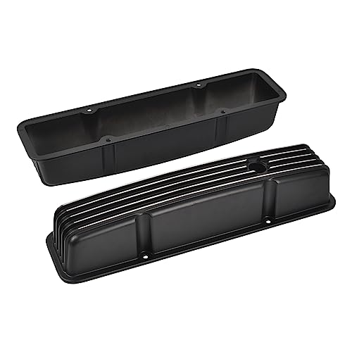 Aluminum Valve Covers Finned - color: Black, size: SBC 58-86