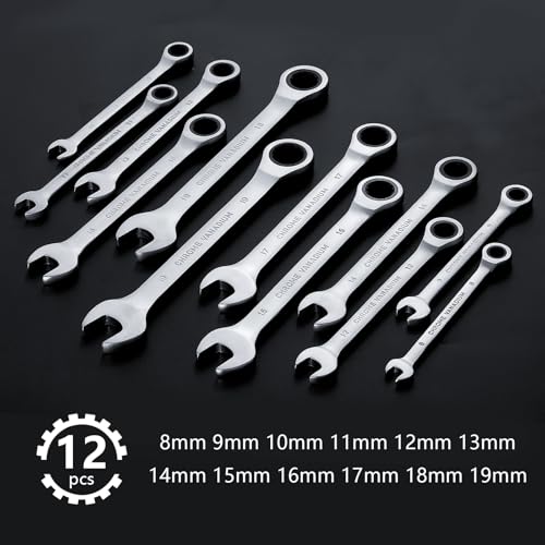 Hantinstom 12pcs Wrench Set – Versatile Ratchet Wrenches Set for Efficient Automotive Repairs - Professional Grade Combination Wrench Set - color: 12p