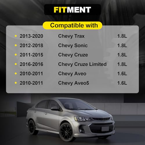 Engine Timing Intake & Exhaust Camshaft Sprocket Cam Phaser VVT Gear with Bolts Compatible with Chevy Cruze Sonic Aveo Trax 1.6L 1.8L Replace# 55567048, 55568386 - style: with Bolts