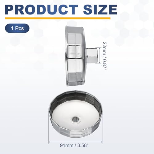 HARFINGTON Oil Filter Cap Wrench 15 Flute 91mm Inner Dia 1/2" - size: 91mm x 15 Flute(908)