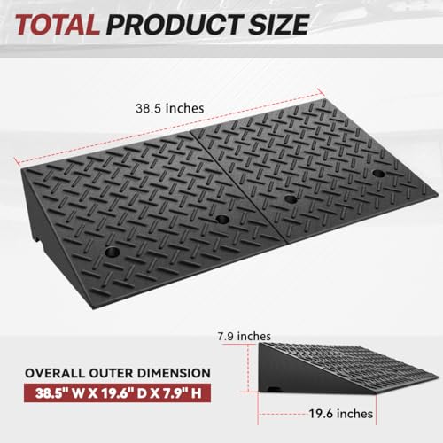 7.9" Rise Rubber Curb Ramp for Forklift, Driveway Sidewalk, Heavy Duty Car - size: 7.9" Rise