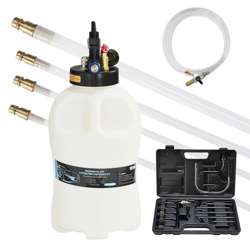 TUFFIOM 10L Transmission Fluid Pump Kit, Pneumatic 2 Way Oil and Liquid Extractor & Dispenser with 15 ATF Adapters, for Automotive Fluid Transfer, Tractor, Motorcycle