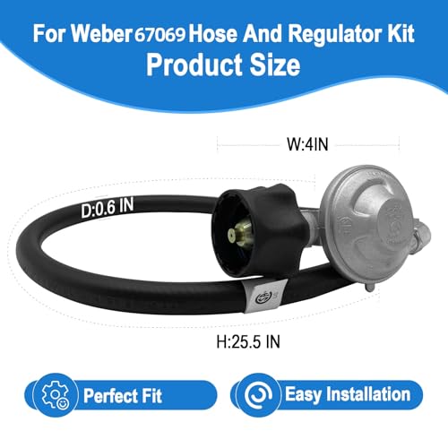 25" For Weber Hose and Regulator kit, Compatible With Spirit II (2017-2019),and Spirit E310 E320 E210, Genesis II 210/LX 240, and Genesis II 300/400 (2017-2019) Gas Grills,for Weber 67069,69891. - size: 25IN for Weber Genesis/Spirit/Summit etc
