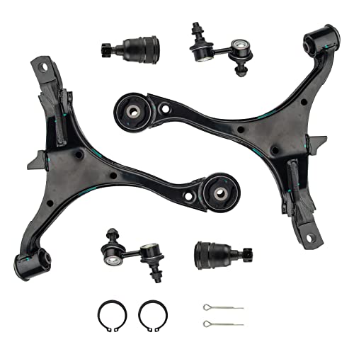 KAX 6pcs Front Lower Control Arms w/Ball Joints for 𝐇𝐨𝐧𝐝𝐚 𝐂𝐑-𝐕 2002-2006, 2 Lower Control Arms, Ball Joints, Sway Bar Links, K640399 K640400 K80223 K90454, High-Strength Steel - size: Honda CR-V 2002-2006