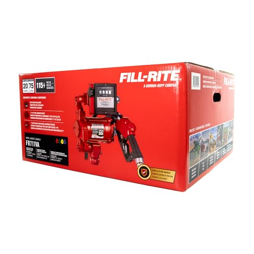 Fill-Rite FR711VA 115V 20 GPM Fuel Transfer Pump with Mechanical Gallon Meter Package - Heavy-Duty Electric Pump with High Flow Rate and Durable Construction - size: 1 1/4" Inlet - 1" Outlet, style: 115V Gal. Meter & Auto Nozzle