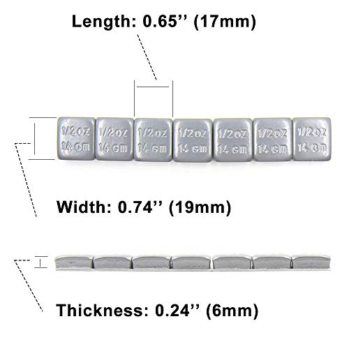 CKAuto 1/2oz, 0.5oz, Steel Adhesive Stick-On Wheel Weights, Gray, 63 oz Box - color: Grey, size: 126PCS