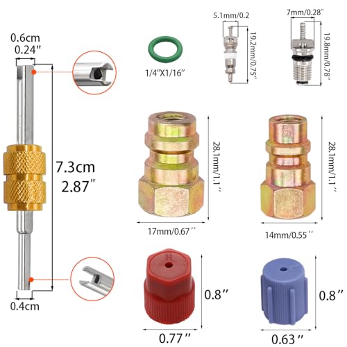 Taiss 11PCS R12 to R134A Conversion Kit,R12 R22 to R134A High/Low Fittings Port with 1/4’’to 7/16"-20 UNF Connection,AC Retrofit Fitting Adapter Kit for AC Air Conditioner Refrigerant System - color: 11PCS