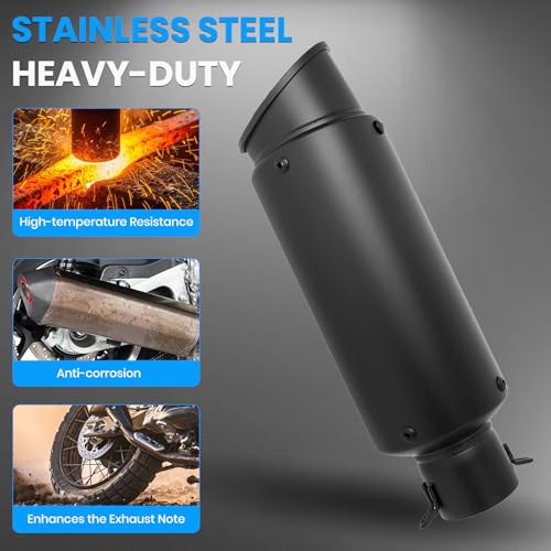 Exhaust Muffler Compatible with Kawasaki Ninja 400 Z400 2018 2019 2020 2021 2022 2023, 30cm Matte Black, with Adapter Connect Pipe, Slip On Motorcycle Exhaust