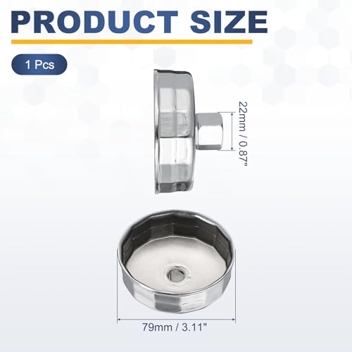 HARFINGTON Oil Filter Cap Wrench 15 Flute 79mm Inner Dia 1/2" - size: 79mm x 15 Flute(904)