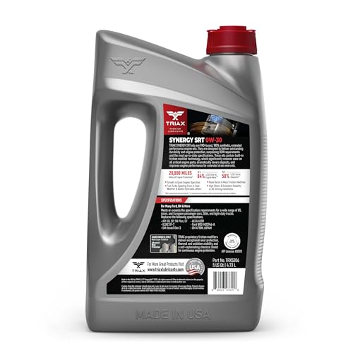 TRIAX Synergy SRT 0W-30 Full Synthetic Engine Oil API SQ/ILSAC GF-7A Licensed | 20,000 Miles of Protection (5 Quart) - size: 5 Quart