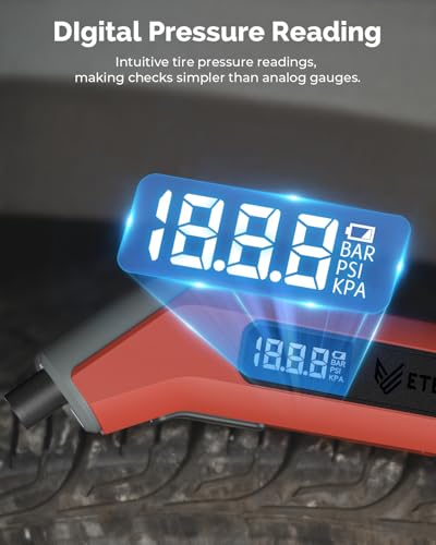 ETENWOLF T300 Plus Tire Pressure Gauge 3-200 PSI with Presta Valve Adaptor - color: dark cyan