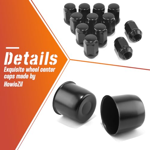 2 Pack 4.25" Push Through Trailer Wheel Center Caps & Lug Nuts - color: Matte Black