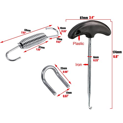WANLIAN 9 Pcs Motorcycle Exhaust Spring Puller Tool, 68MM/2.67" Exhaust Springs with Swivel Hooks, T-Handle, U-Welded Fastener, Universal Stainless Steel Spring Replacement Kit Installer Tool (Silver) - color: Silver 9 Pack