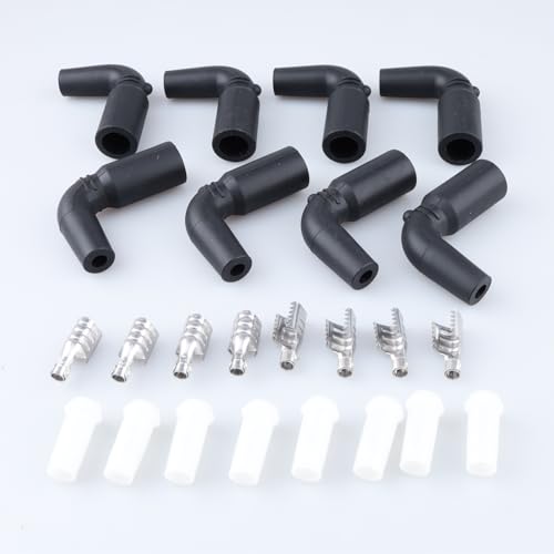 AC PERFORMANCE LT LT1 LS1 LS2 LS 와이어용 고성능 90도 실리콘 부트 및 터미널 키트, 7mm-10mm, 8개 팩, 블랙 - color: 블랙., size: 90 Degree